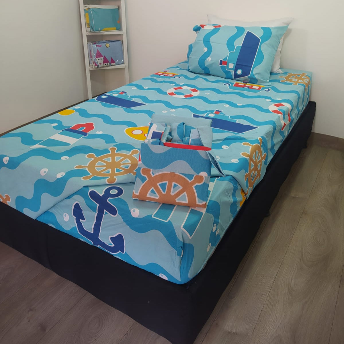 Combo de Sábanas con cortinas Cama sencilla 1.00 x 1.90 KITINF26