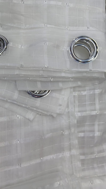 Juego de Velos con Argolla BLANCO con Cuadros