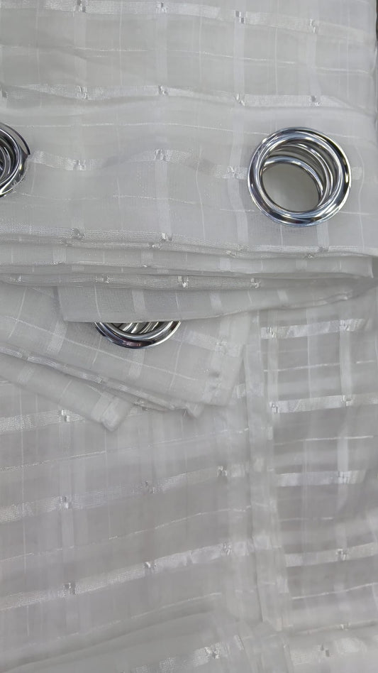 Juego de Velos con Argolla BLANCO con Cuadros