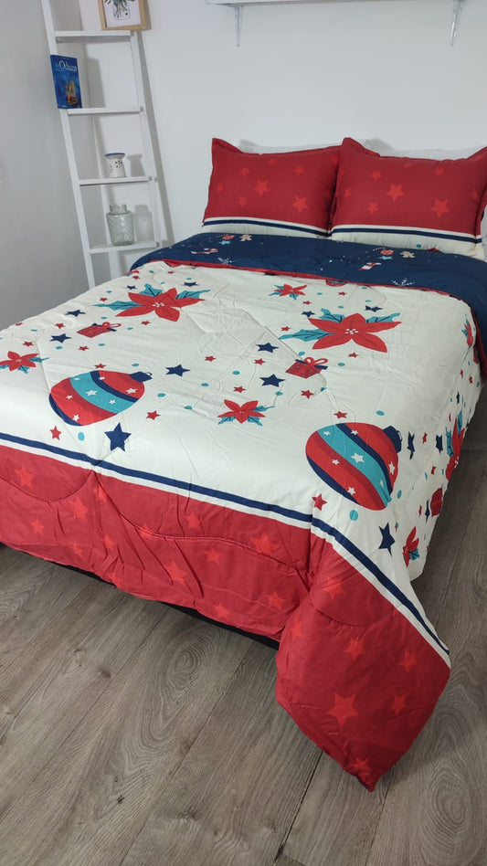 Acolchado Doble Faz  Navideño ACONAV001 Cama Doble