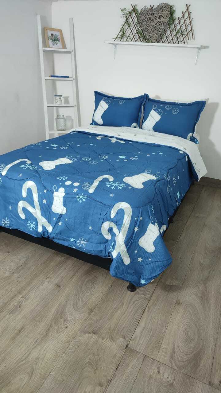 Acolchado Doble Faz  Navideño ACONAV003 Cama Doble