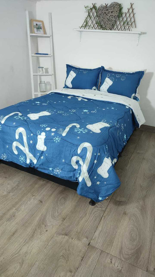 Acolchado Doble Faz  Navideño ACONAV003 Cama Doble