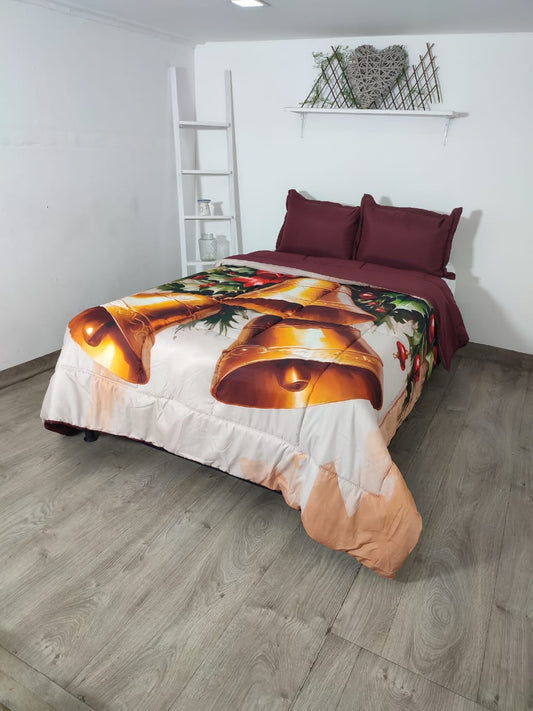 Acolchado Doble Faz  Navideño ACONAV006 Cama Doble