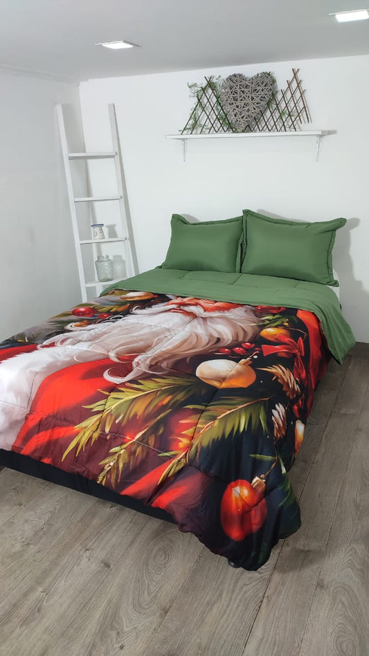 Acolchado Doble Faz  Navideño ACONAV007 Cama Doble