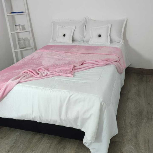 Cobija Flannel 1600 g Fondo Entero Rosada