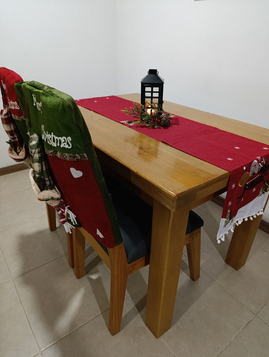 COMBO 2 ESPALDARES + CAMINO COMEDOR NAVIDEÑO ROJO 1