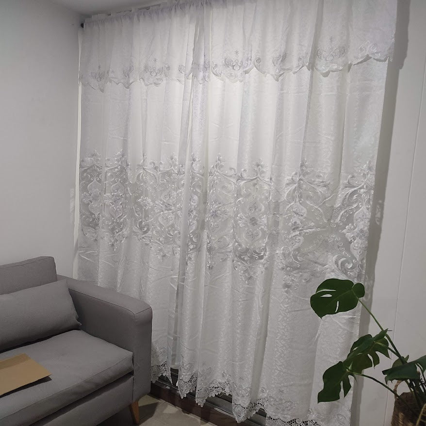 Cortina Bordado con Velo CVB0001 BLANCA