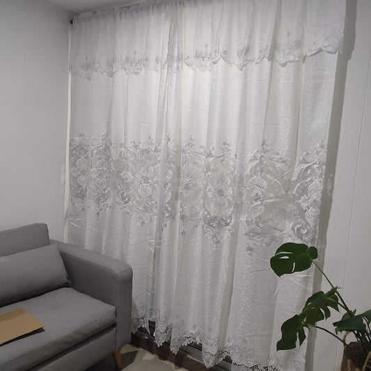 Cortina Bordado con Velo CVB0001 BLANCA