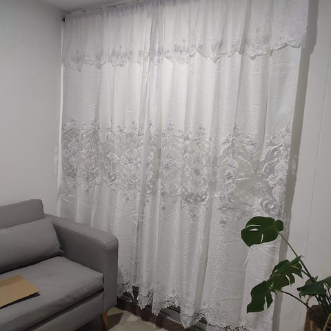 Cortina Bordado con Velo CVB0001 BLANCA