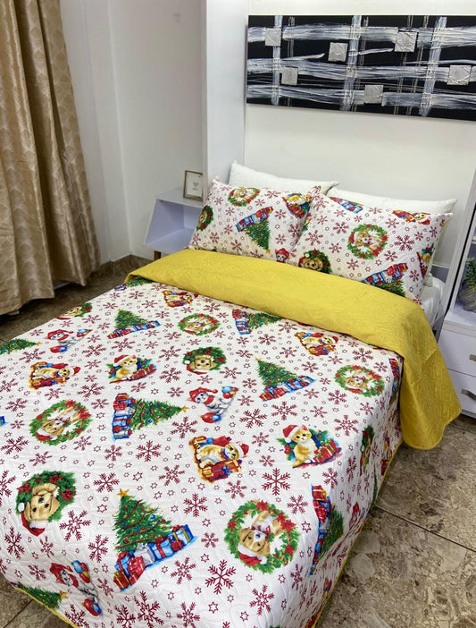 Colcha Termosellada Doble Faz  Navideño Cama Doble (1.40 x 1.90) DFCOL024