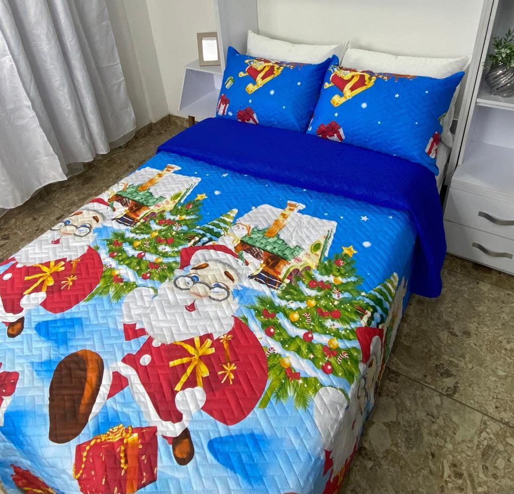 Colcha Termosellada Doble Faz  Navideño Cama Doble (1.40 x 1.90) DFCOL027