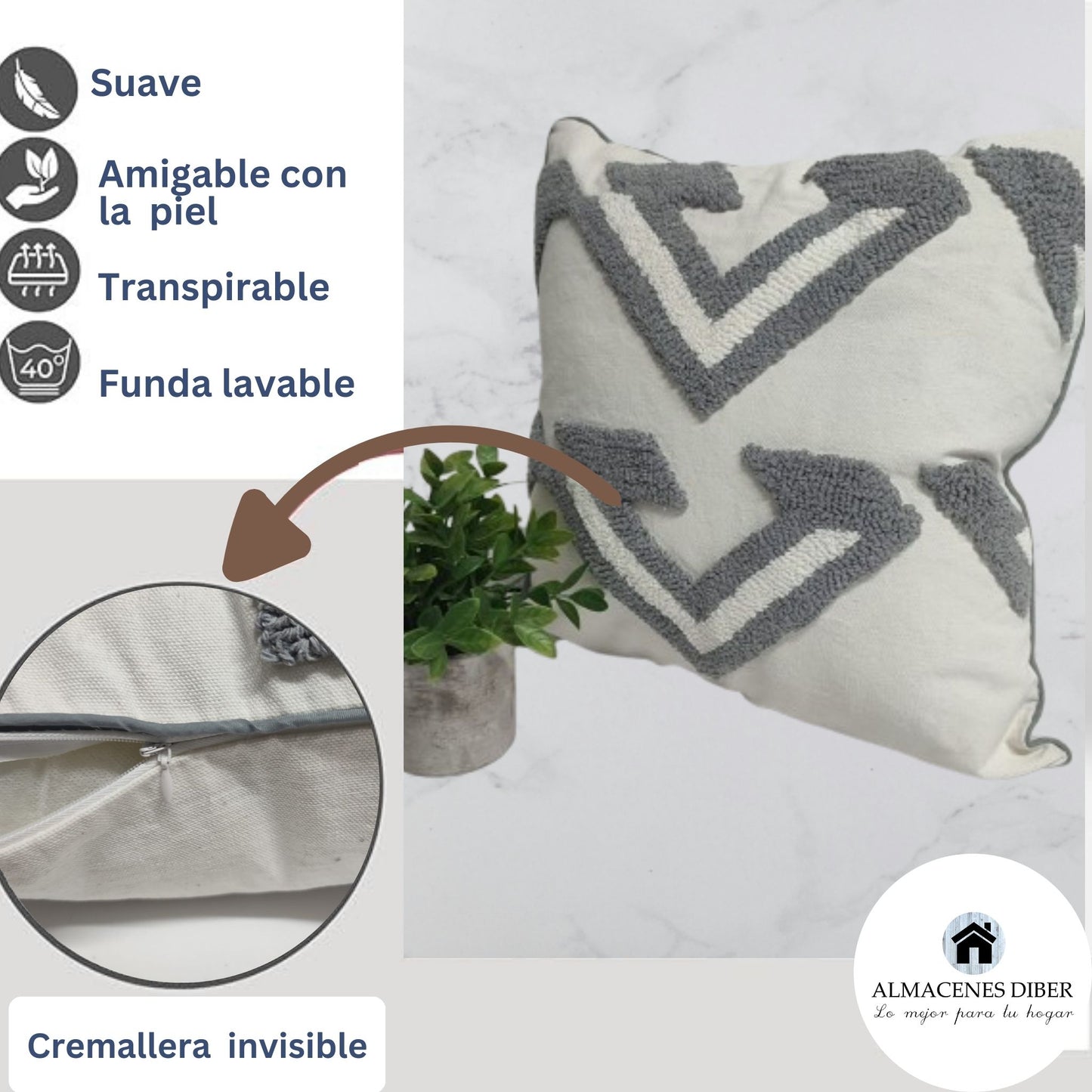 Forro de Cojín de Lona V Gris