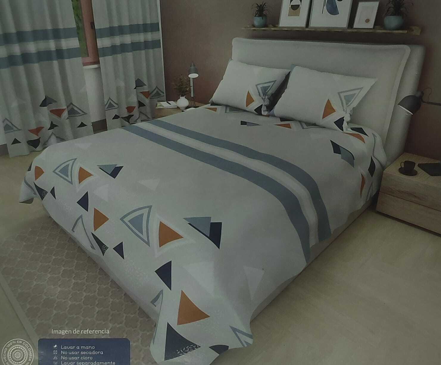 Combo de Sábanas cama doble con cortinas KITSC357