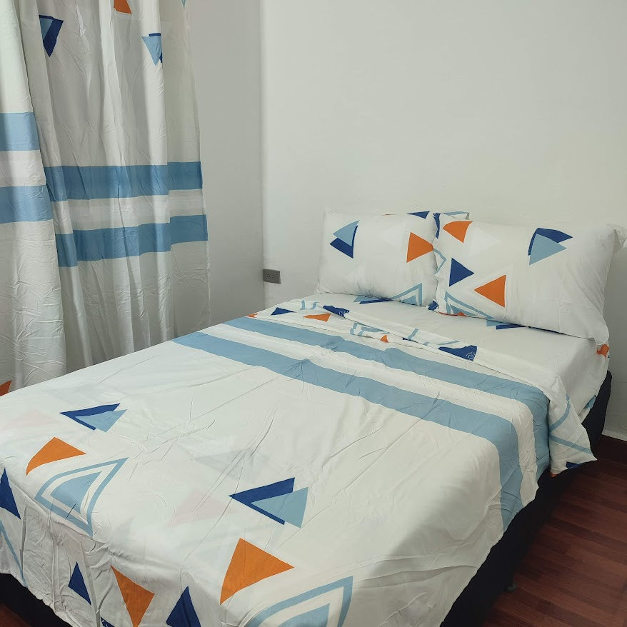 Combo de Sábanas cama doble con cortinas KITSC357