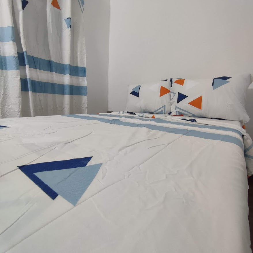 Combo de Sábanas cama doble con cortinas KITSC357