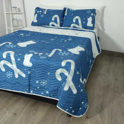 Colcha Password Doble Faz  Navideño PASNAV03 Cama Doble (1.40x1.90)