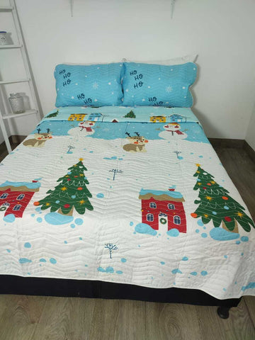 Colcha Termosellada Doble Faz  Navideño PASNAV07 Cama Queen (1.60x1.90)