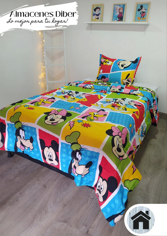 Acolchado Infantil Doble Faz SUALK55 Personajes  Disney CAMA SENCILLA (1.00X1.90)