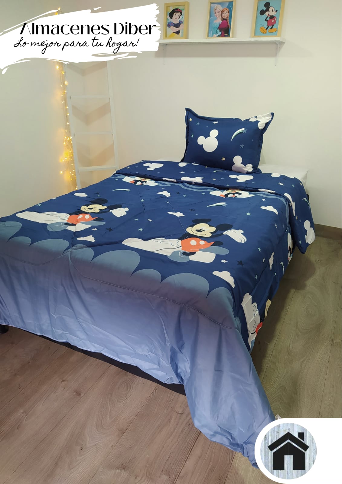 Acolchado Infantil Doble Faz SUALK64 Mickey Azul CAMA SENCILLA (1.00X1.90)