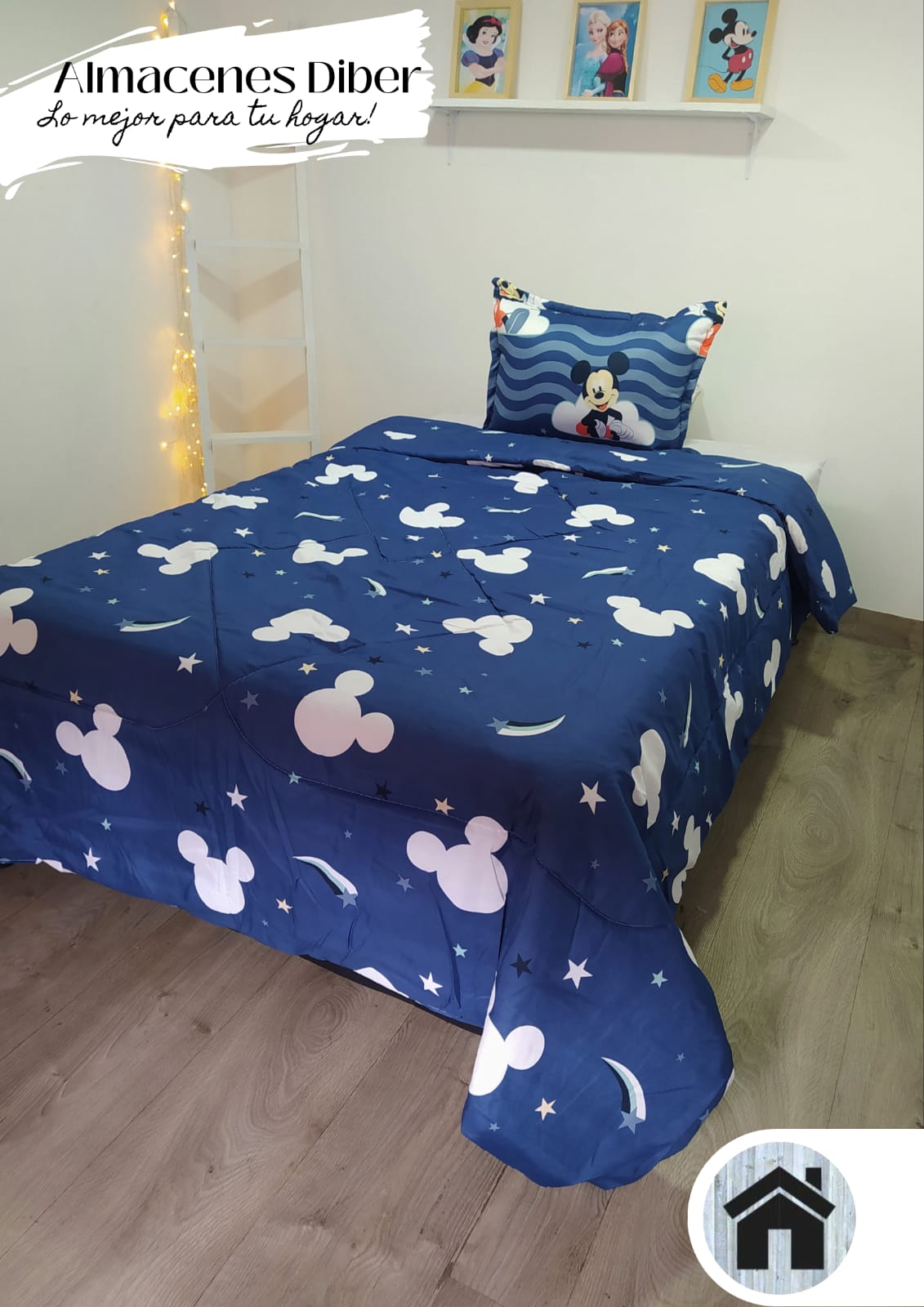 Acolchado Infantil Doble Faz SUALK64 Mickey Azul CAMA SENCILLA (1.00X1.90)