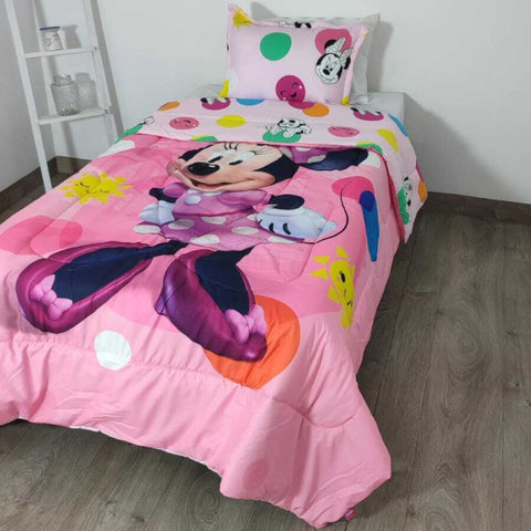 Acolchado Infantil Doble Faz SUALK89 Minnie CAMA SENCILLA (1.00x1.90)