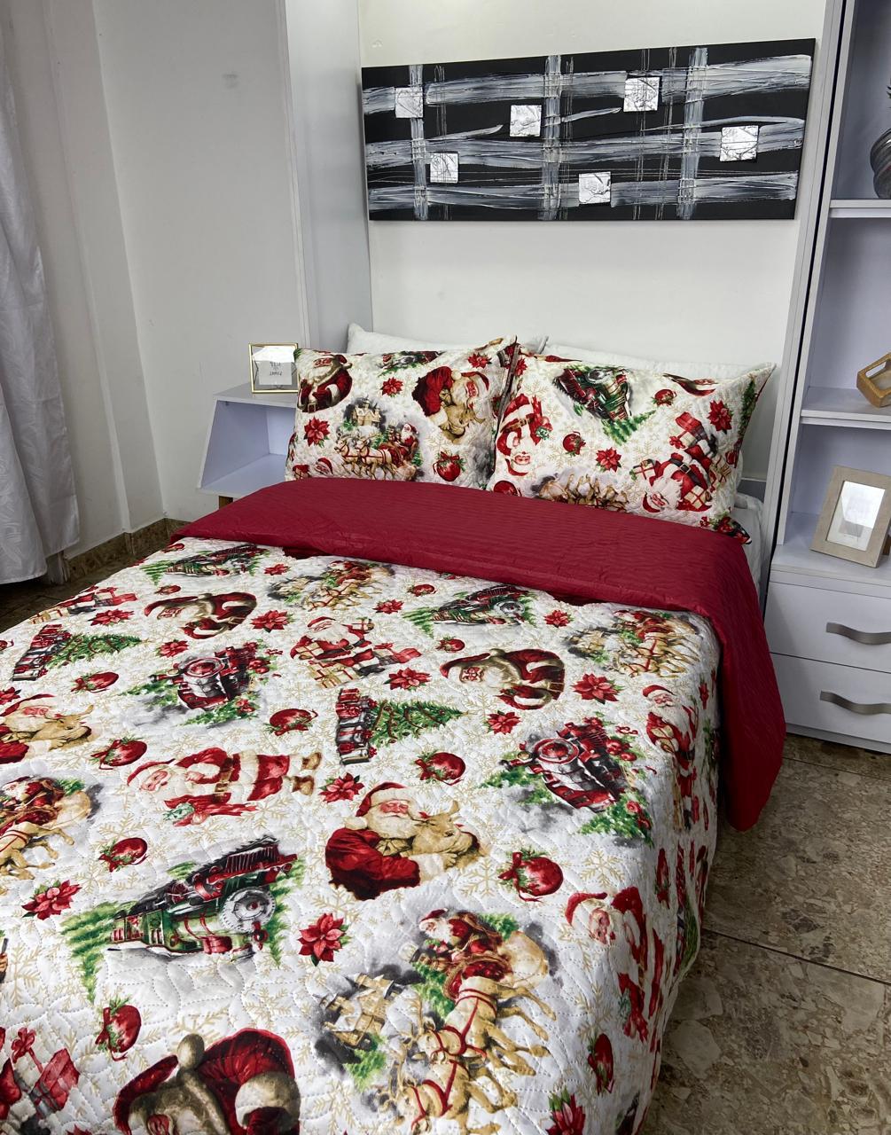 Colcha Termosellada Doble Faz  Navideño Cama Doble (1.40 x 1.90)