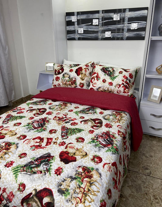 Colcha Termosellada Doble Faz  Navideño Cama Doble (1.40 x 1.90)